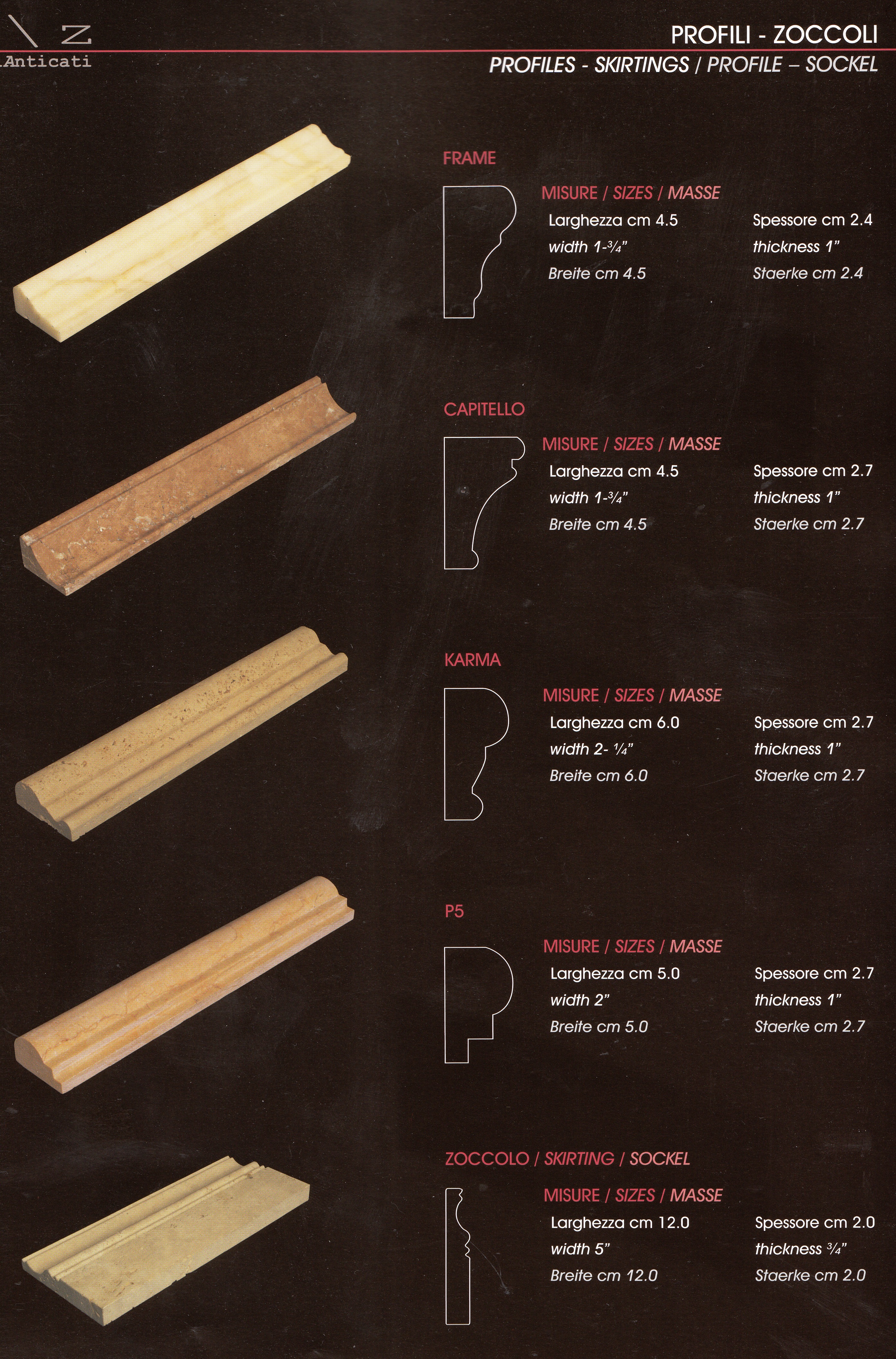 Bordüren und Profile aus Naturstein Bordüren und Profile aus Naturstein