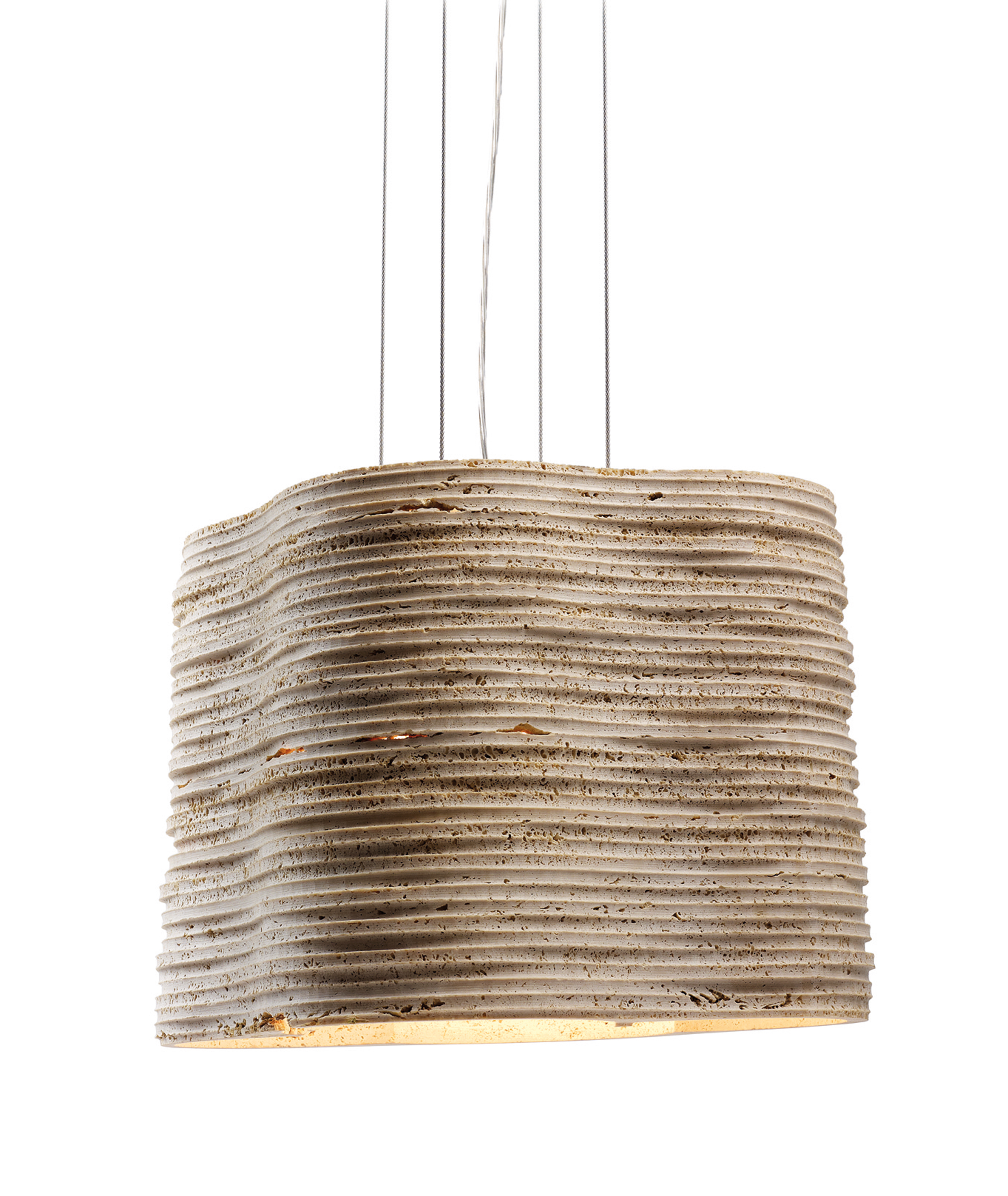 Lampe Strato Groß aus Travertin