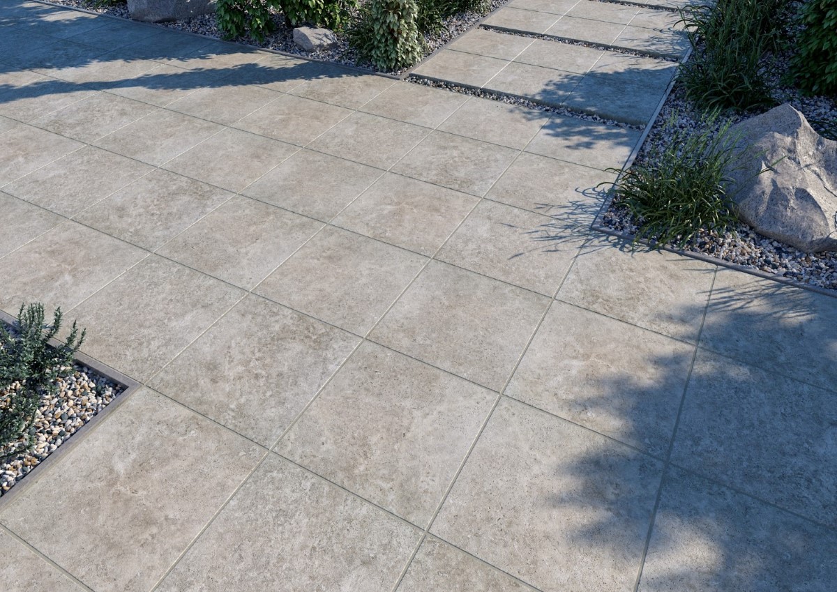 Keramik Travertin Silver 2cm für den Aussenbereich