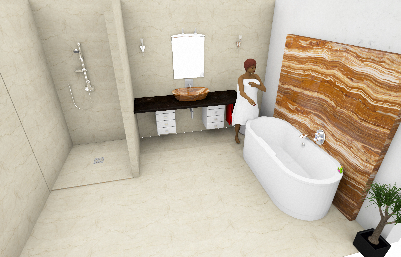 Bad aus Marmor und Keramik