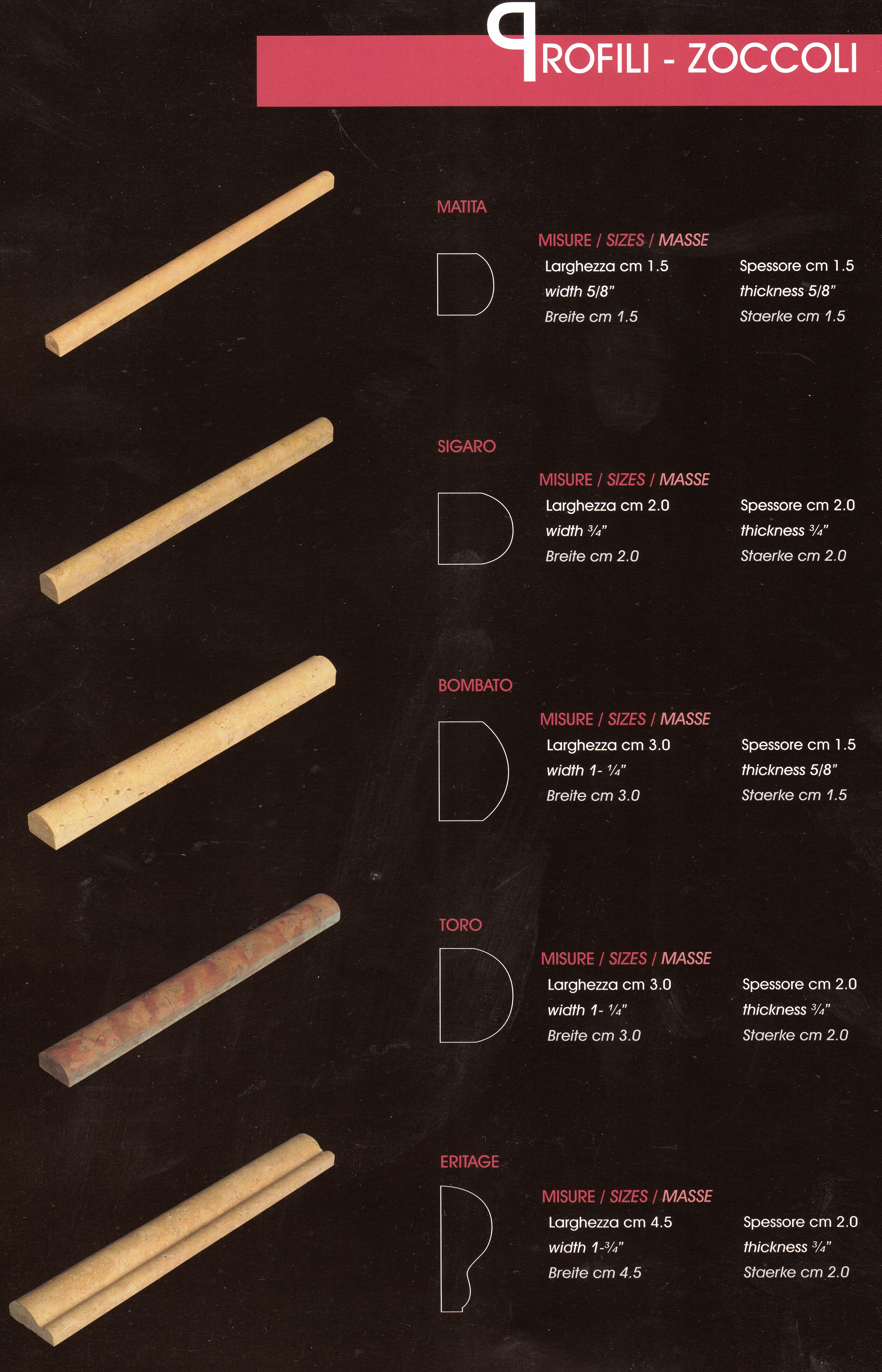 Bordüren und Profile aus Naturstein Bordüren und Profile aus Naturstein