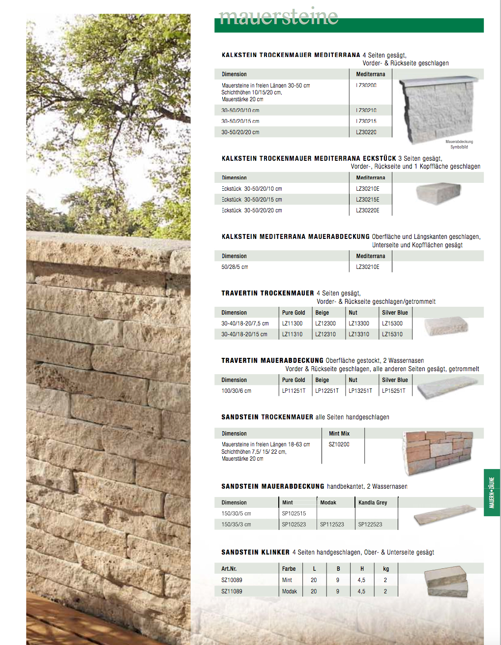 Mauersteine aus Travertin und Kalkstein