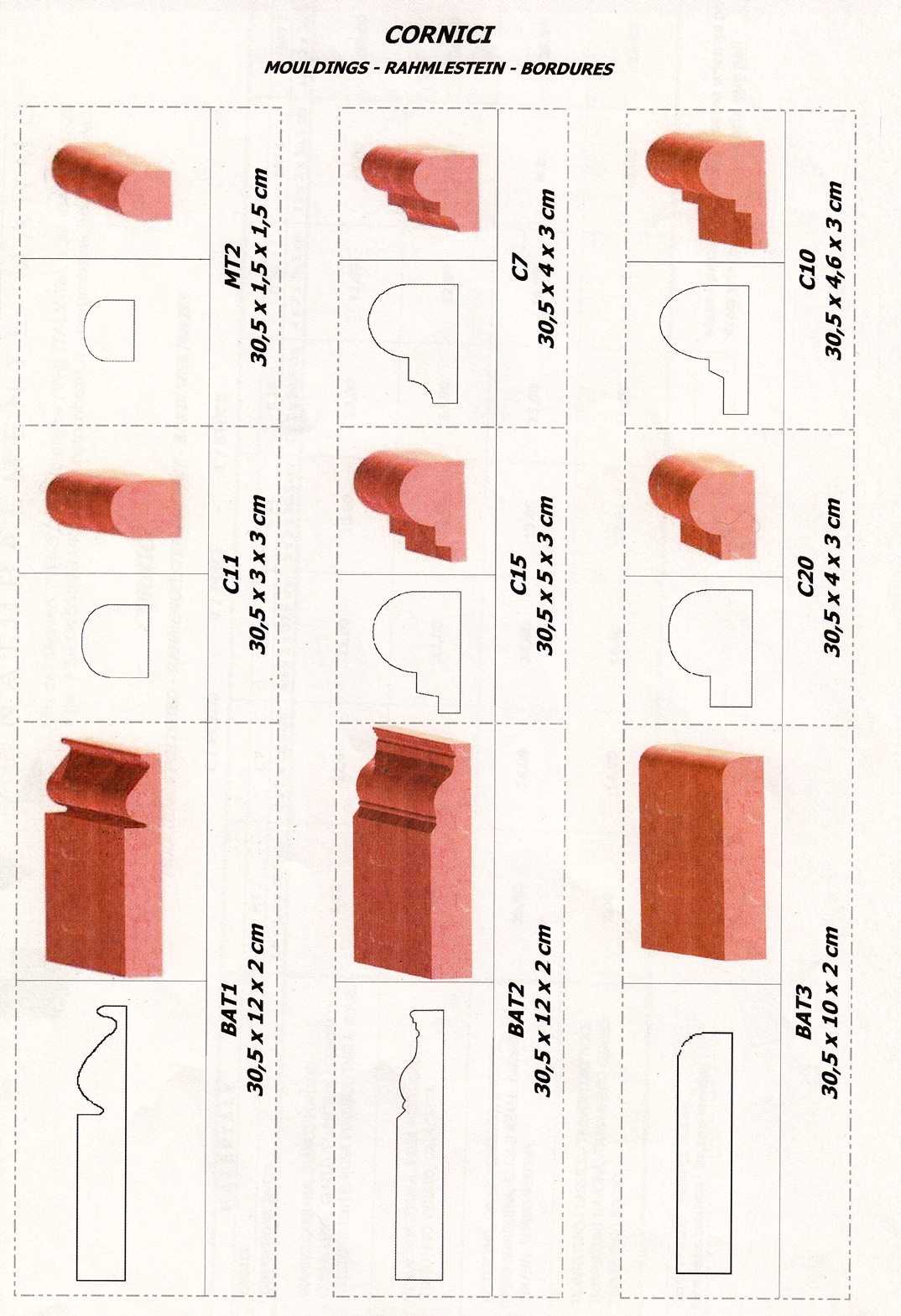 Bordüren und Profile aus Naturstein Bordüren und Profile aus Naturstein