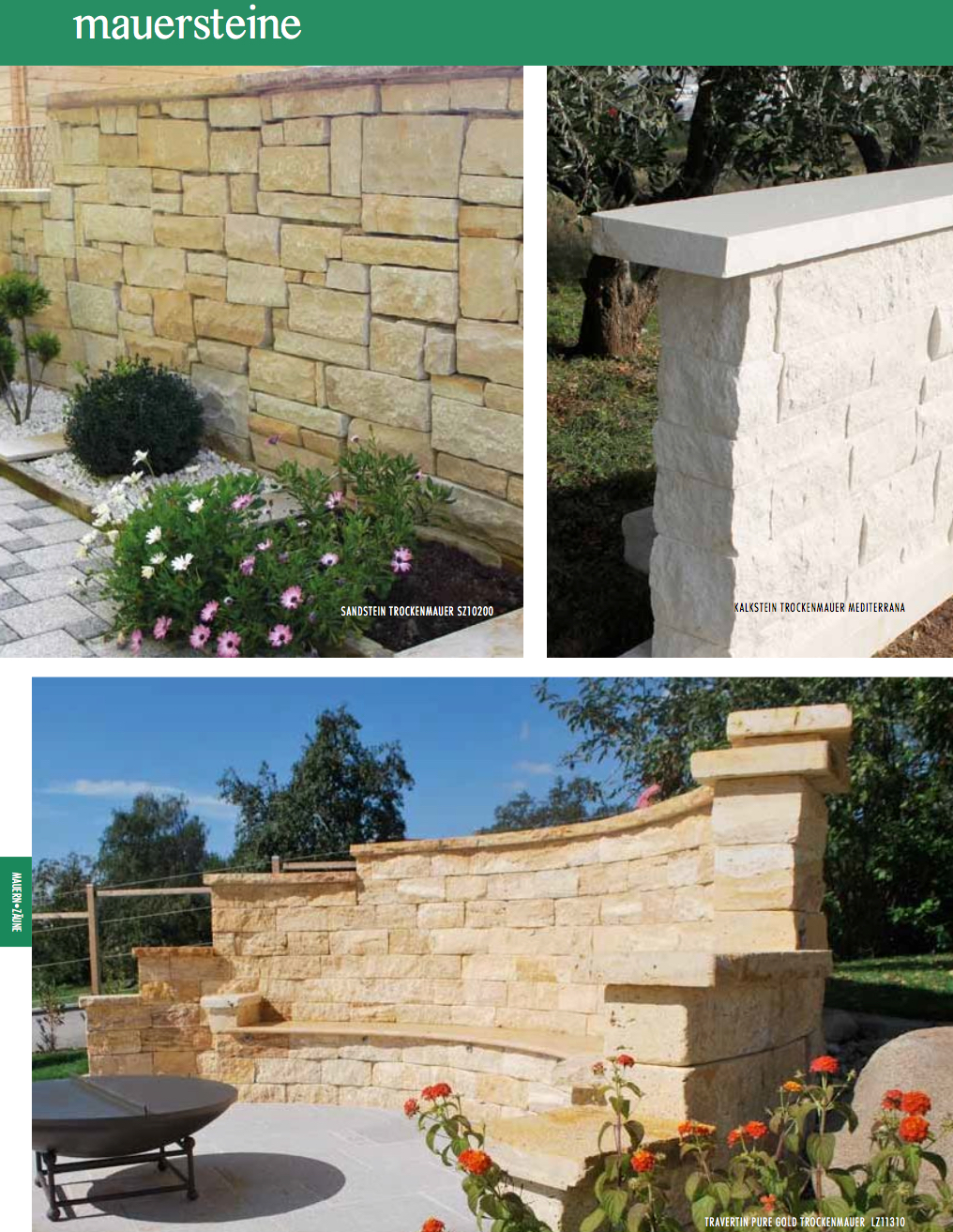 Mauersteine aus Travertin und Kalkstein