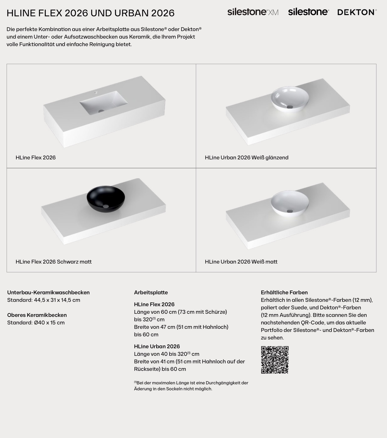 Arbeitsplatte, Waschbecken und Waschtische aus Silestone und Dekton