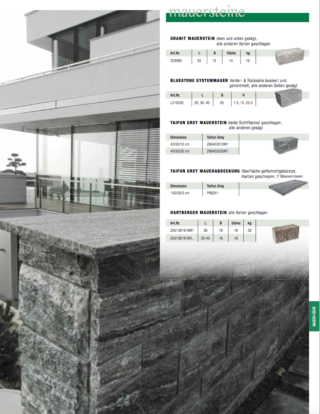 Mauersteine aus Granit