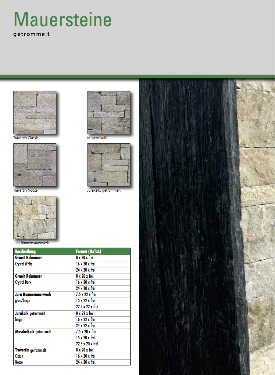 Mauersteine aus Travertin und Kalkstein